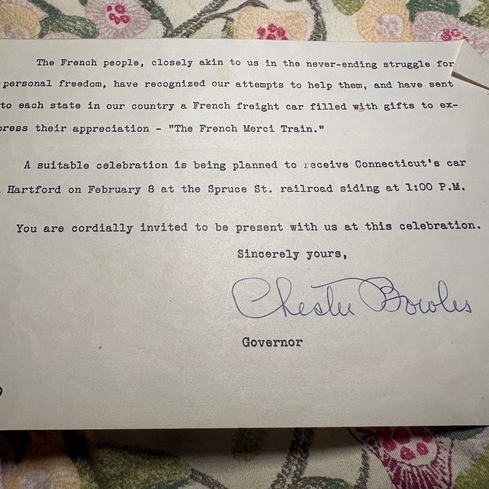 Chester B. Bowles — Signed Partial Letter | Governor, Ambassador Kennedy Admin